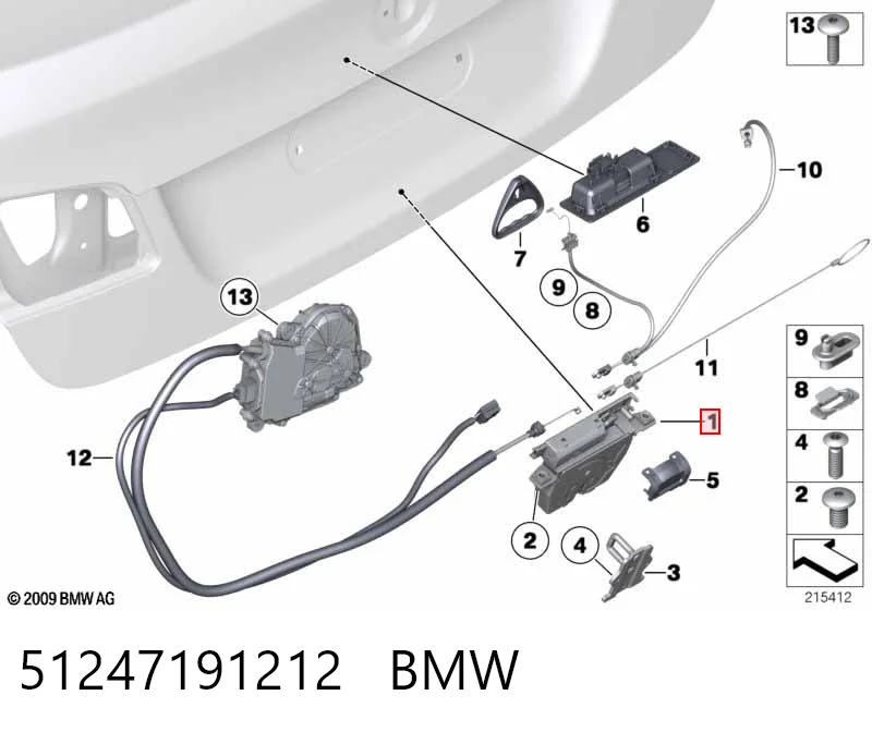 51247191212 BMW Fecho de tampa de porta-malas (de 3ª/5ª porta traseira)