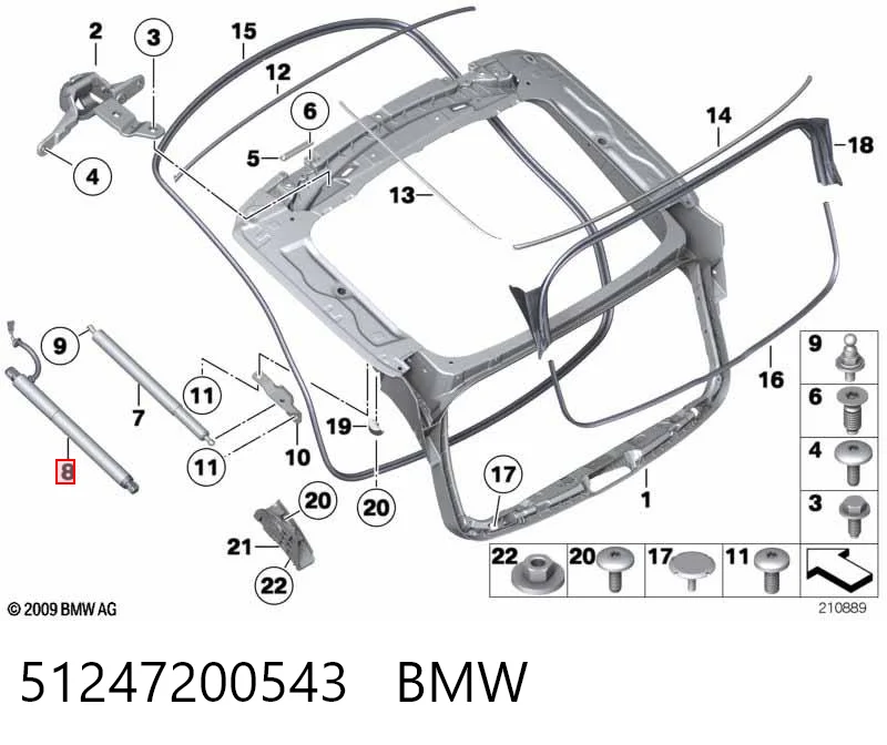 51247200543 BMW Amortecedor de tampa de porta-malas (de 3ª/5ª porta traseira)
