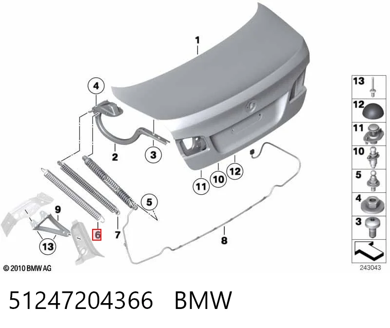 51247204366 BMW Amortecedor de tampa de porta-malas (de 3ª/5ª porta traseira)