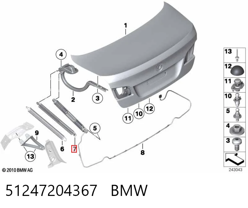 51247204367 BMW Amortecedor de tampa de porta-malas (de 3ª/5ª porta traseira)