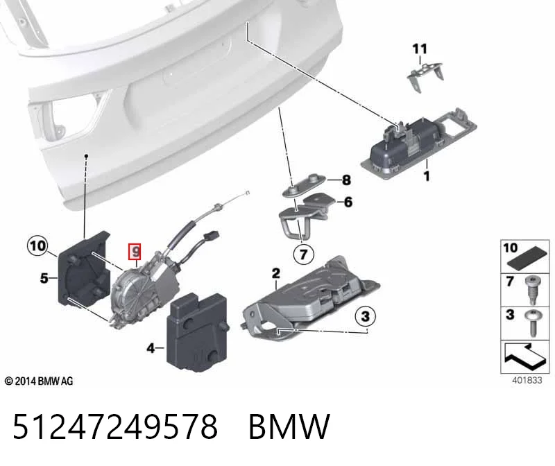 51247249578 BMW Motor (válvula) de fechamento do porta-malas