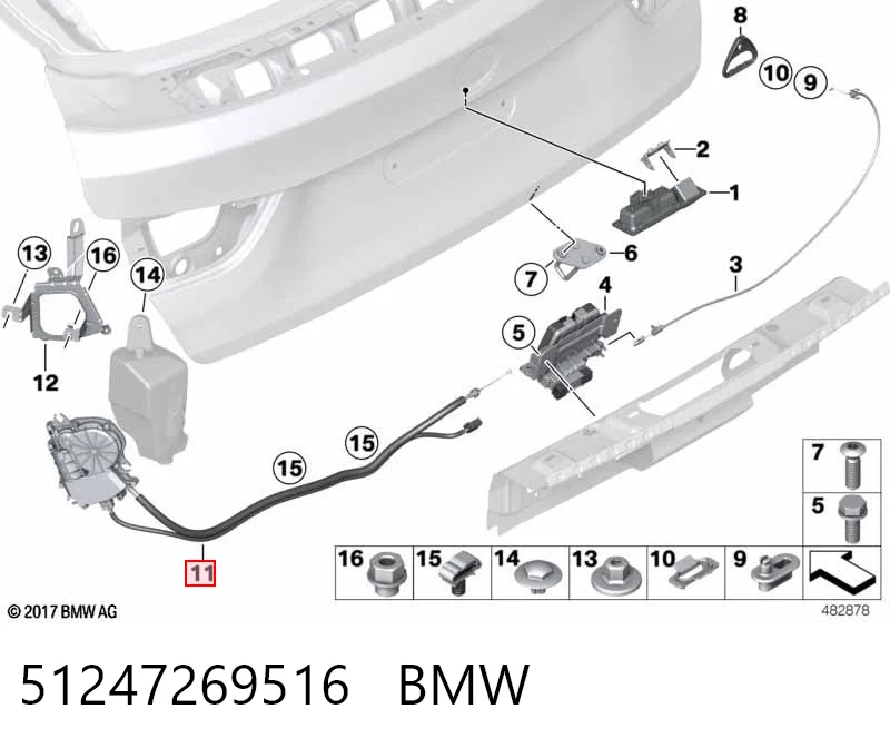 51247269516 BMW Motor acionador de abertura/fechamento de porta-malas (de 3ª/5ª porta traseira)