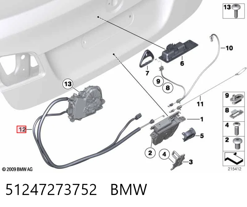 51247273752 BMW Motor acionador de abertura/fechamento de porta-malas (de 3ª/5ª porta traseira)