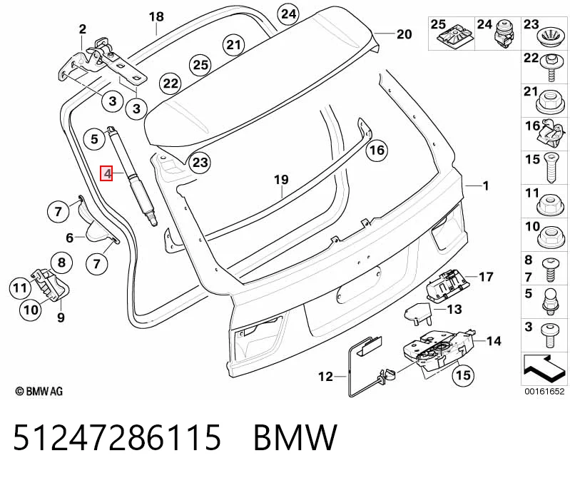 51247286115 BMW Amortecedor de tampa de porta-malas (de 3ª/5ª porta traseira)