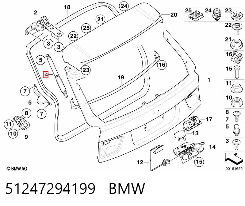 51247294199 BMW Amortecedor de tampa de porta-malas (de 3ª/5ª porta traseira)