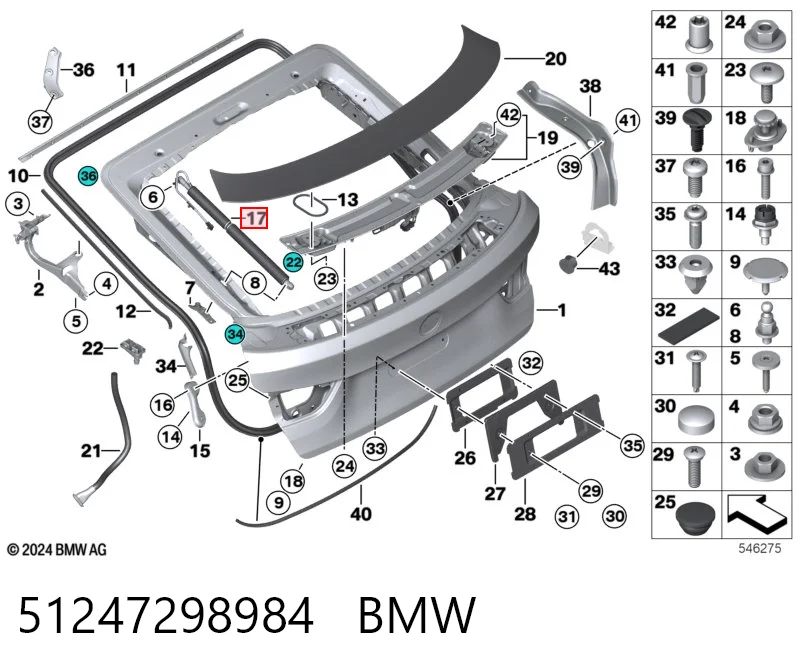 51247298984 BMW Amortecedor de tampa de porta-malas (de 3ª/5ª porta traseira)