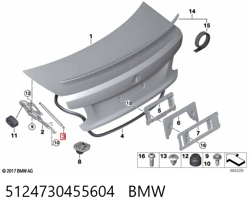 Amortecedor de tampa de porta-malas (de 3ª/5ª porta traseira) BMW 2  F23
