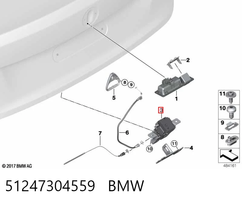 Fecho de tampa de porta-malas (de 3ª/5ª porta traseira) para BMW 2 F23