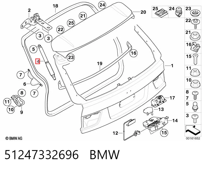 51247332696 BMW Amortecedor de tampa de porta-malas (de 3ª/5ª porta traseira)