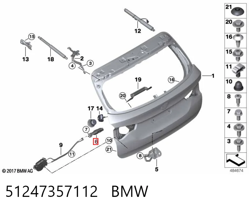 51247357112 BMW Fecho de tampa de porta-malas (de 3ª/5ª porta traseira)