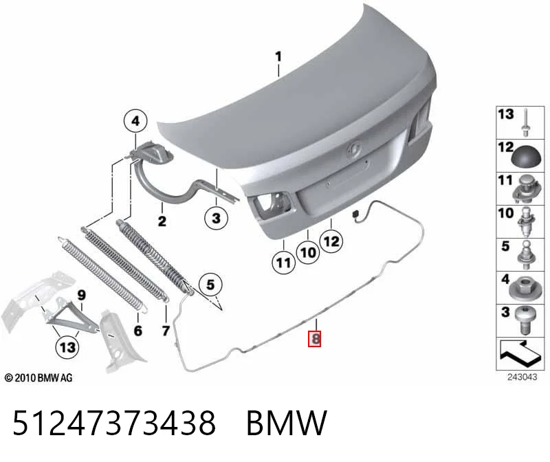 51247373438 BMW Amortecedor de tampa de porta-malas (de 3ª/5ª porta traseira)