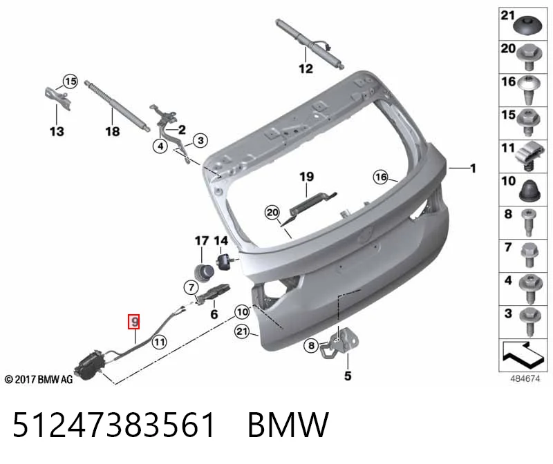 51247383561 BMW Motor (válvula) de fechamento do porta-malas