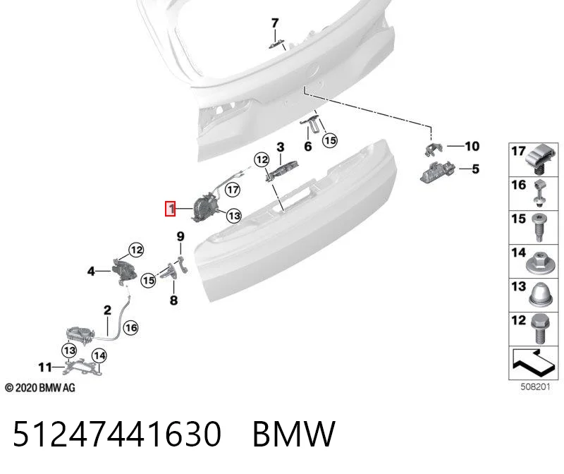 51247441630 BMW Motor (válvula) de fechamento do porta-malas