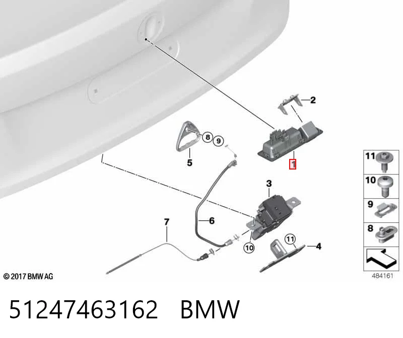 51247463162 BMW Botão de acionamento do fecho de tampa de porta-malas (de 3ª/5ª porta (de tampa de alcapão)
