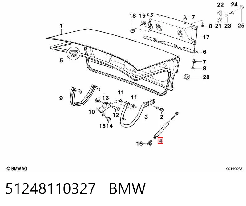 51248110327 BMW Amortecedor de tampa de porta-malas (de 3ª/5ª porta traseira)
