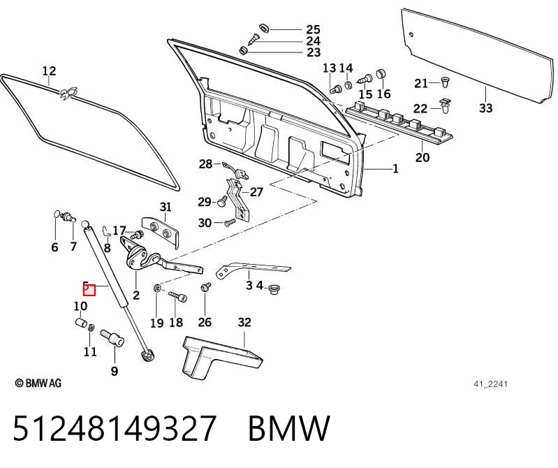 Amortecedor de tampa de porta-malas (de 3ª/5ª porta traseira) para BMW 5 E34