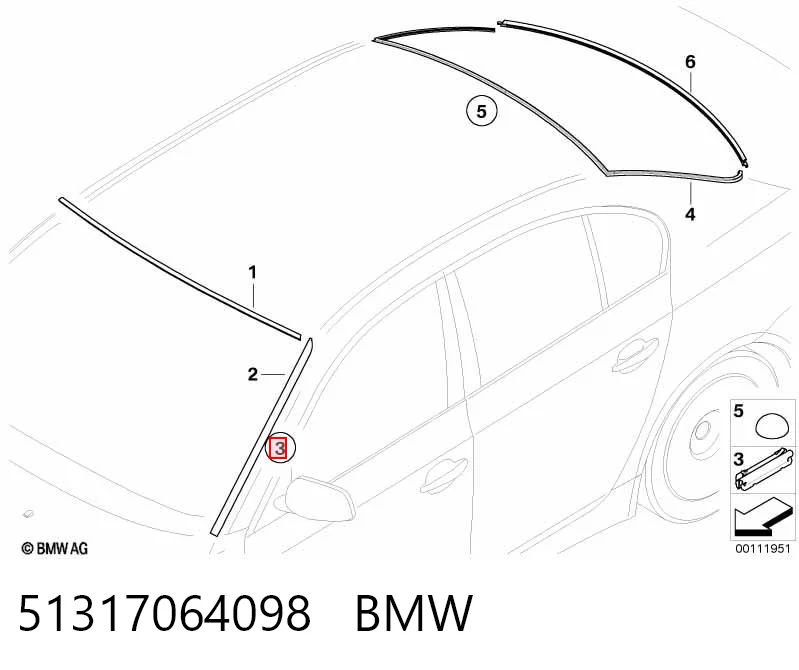 51317064098 BMW Cápsula (prendedor) de fixação de moldura de pára-brisas