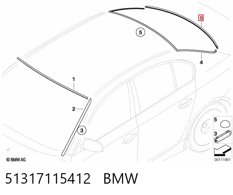 51317115412 BMW Compactador de vidro traseiro inferior