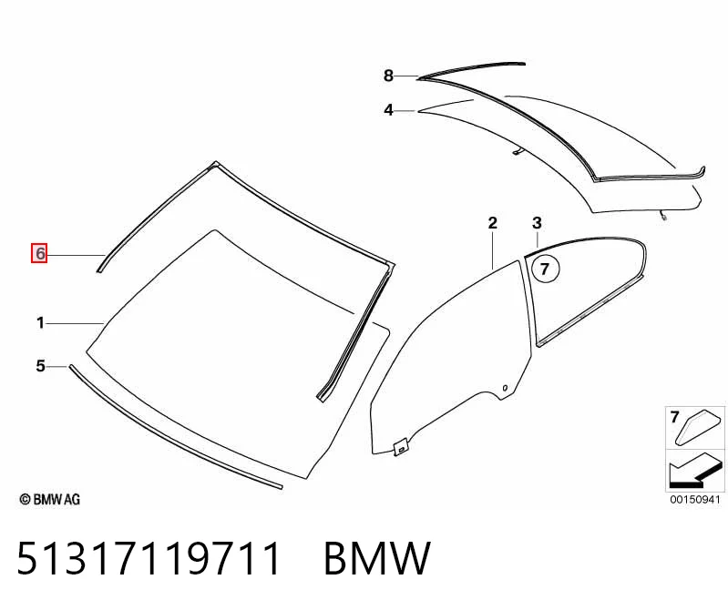 51317119711 BMW Moldura superior de pára-brisas