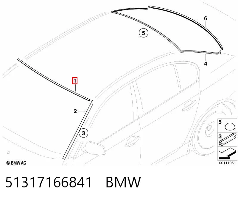 51317166841 BMW Moldura superior de pára-brisas