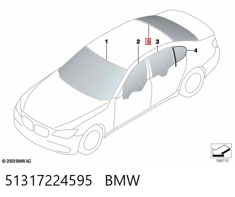 Vidro traseiro BMW 7  F01, F02, F03, F04