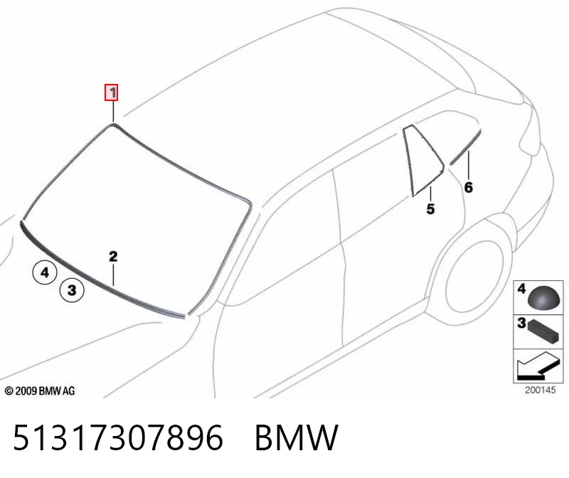 51317307896 BMW Moldura de pára-brisas
