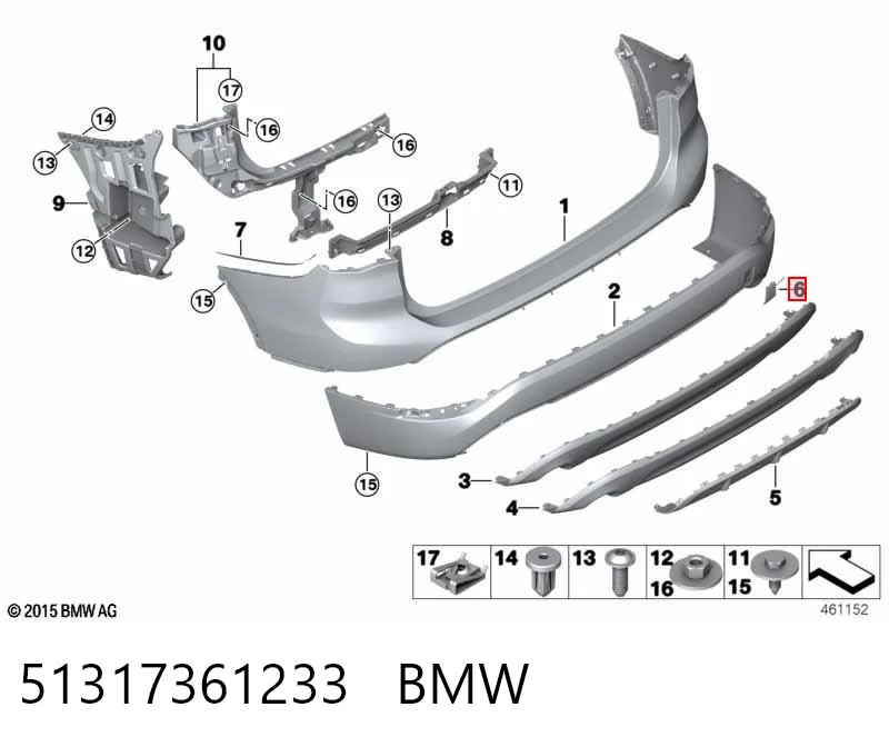 51317361233 BMW Tampão traseiro do pára-choque do gancho de reboque