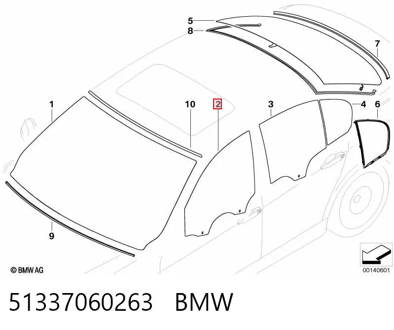 51337060263 BMW Vidro da porta dianteira esquerda