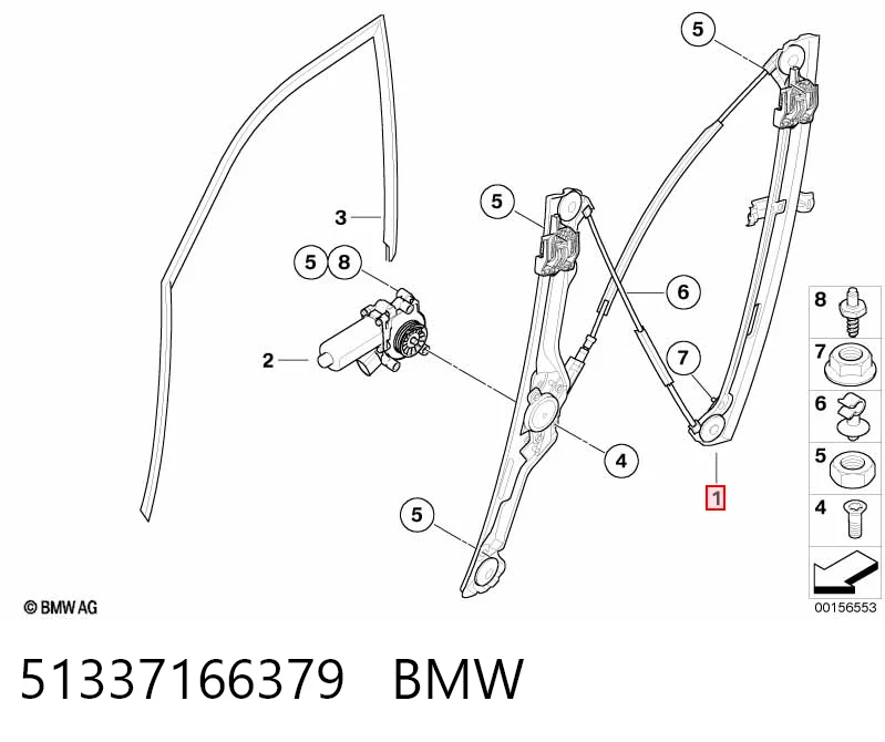 Mecanismo de acionamento de vidro da porta dianteira esquerda para BMW X5 E70