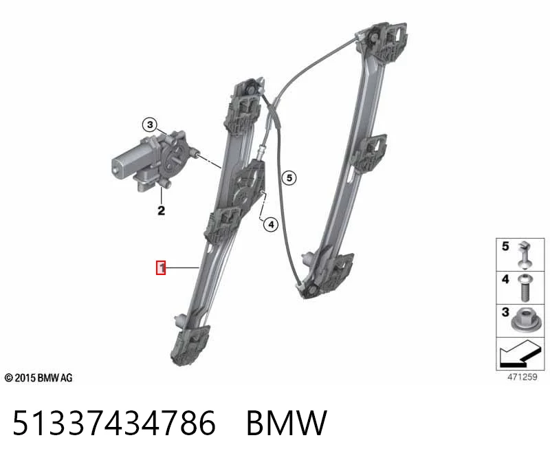 Mecanismo de acionamento de vidro da porta dianteira direita BMW X1  F48 ao melhor preço