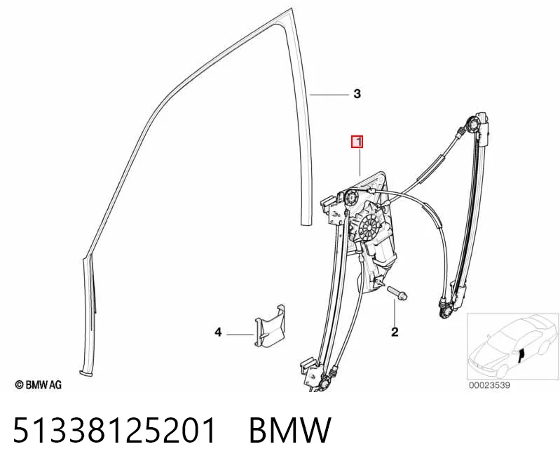 51338125201 BMW Mecanismo de acionamento de vidro da porta dianteira esquerda