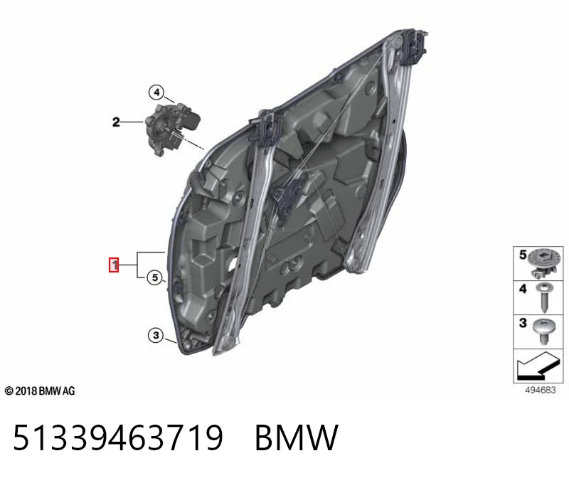 51339463719 BMW Mecanismo de acionamento de vidro da porta dianteira esquerda