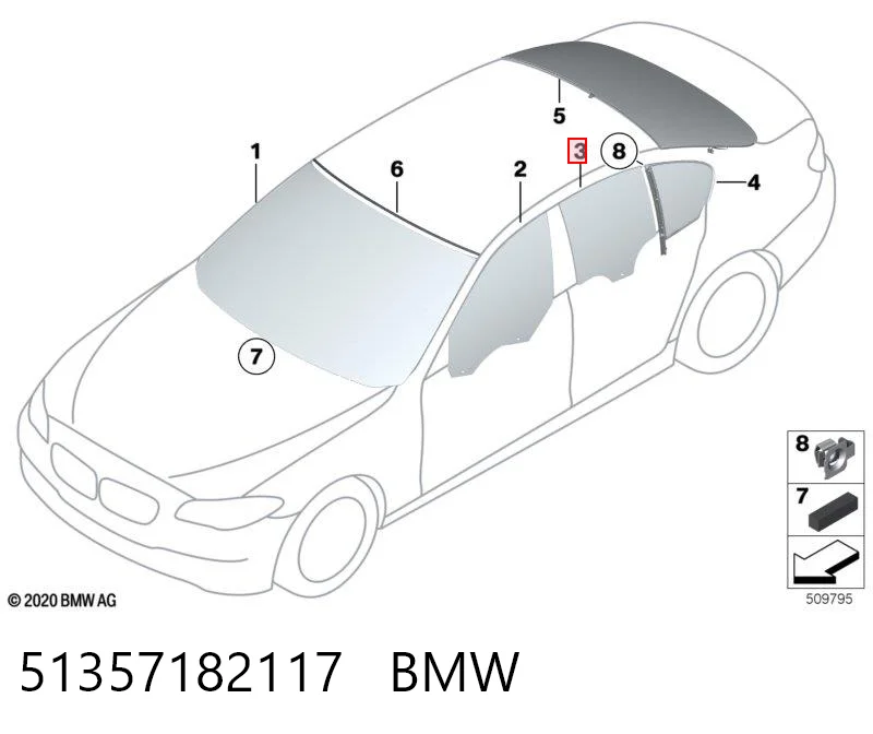 51357182117 BMW Vidro da porta traseira esquerda