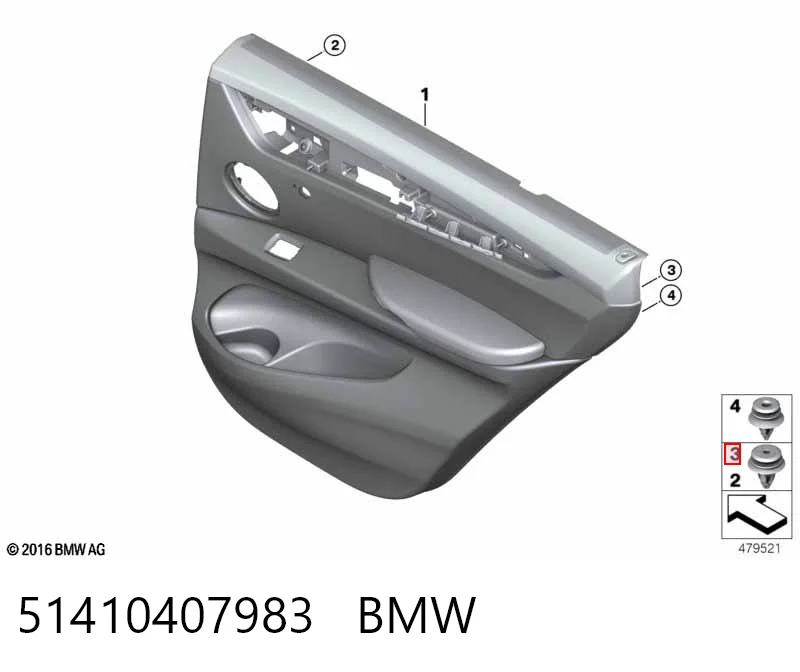 51410407983 BMW Cápsula (prendedor) de fixação de revestimento da porta