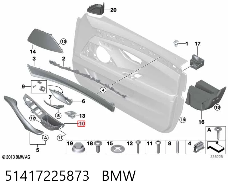 51417225873 BMW Cobrimento de maçaneta interna da porta dianteira esquerda