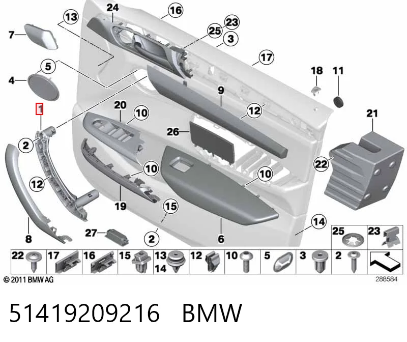51419209216 BMW Suporte de maçaneta externa da porta dianteira direita