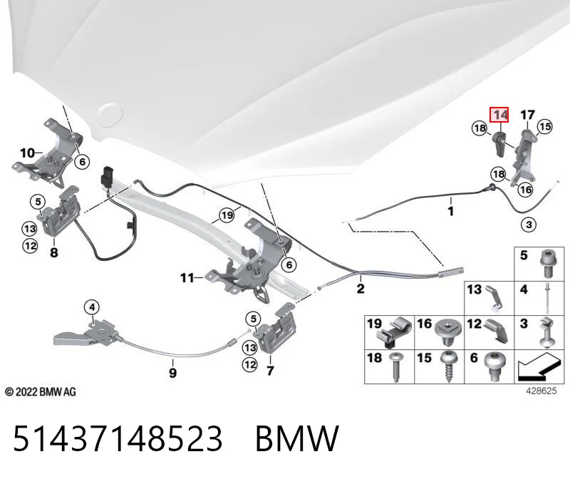 51437148523 BMW Puxador de abertura da capota