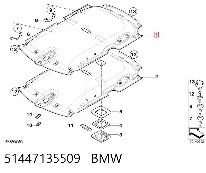 Revestimento do teto Mini Cooper  R50, R53 ao melhor preço