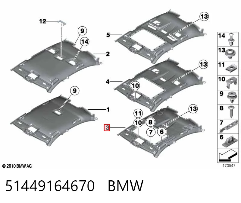 Revestimento do teto BMW 7 F01, F02, F03, F04 ao melhor preço