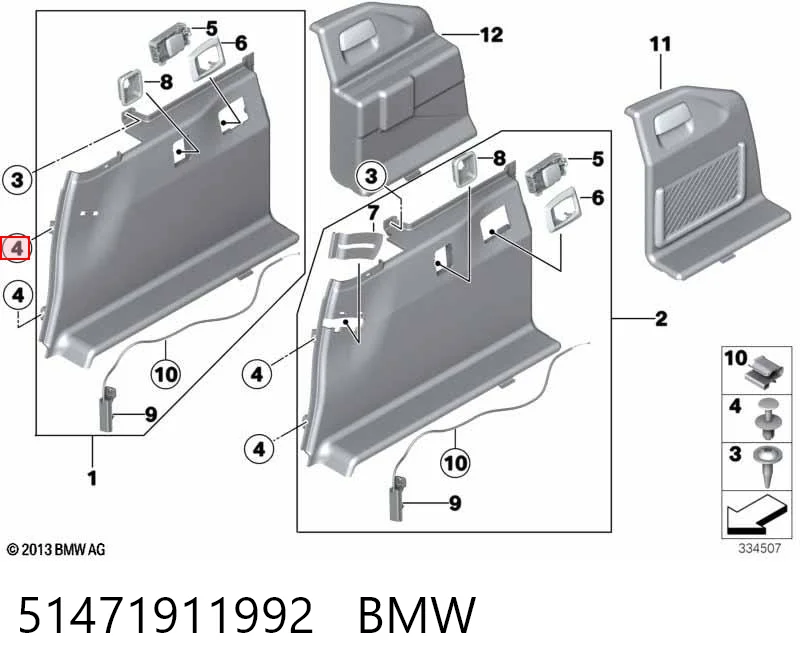 51471911992 BMW Cápsula (prendedor) de isolador térmico da capota