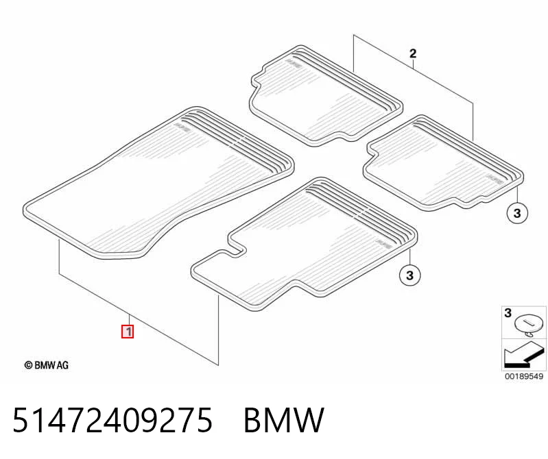 51472409275 BMW Tapete dianteiro, kit de 2 un.