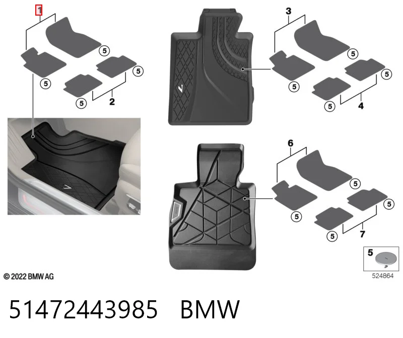 51472443985 BMW Tapete dianteiro, kit de 2 un.