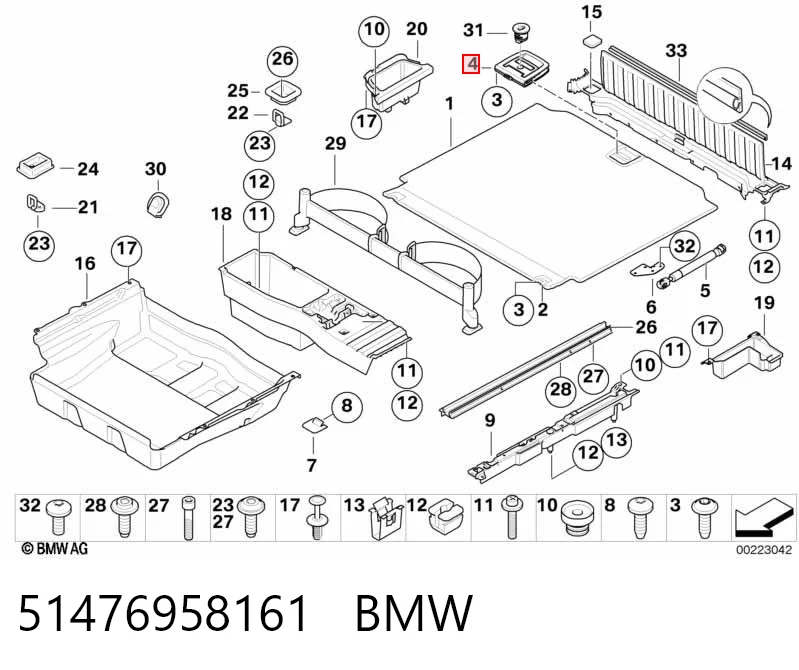 51476958161 BMW Puxador de estante de porta-malas