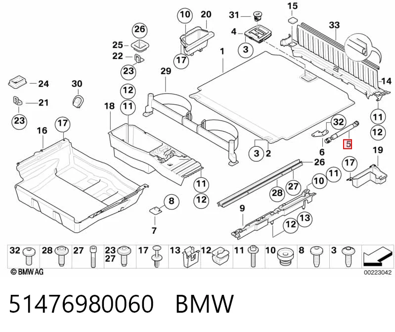51476980060 BMW Amortecedor de estante de porta-malas