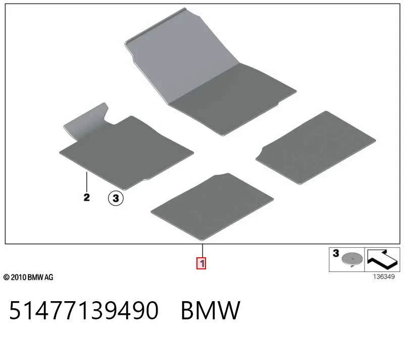 Tapetes dianteiros + traseiros, kit para BMW 3  E90