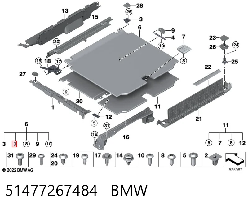 51477267484 BMW Puxador de estante de porta-malas