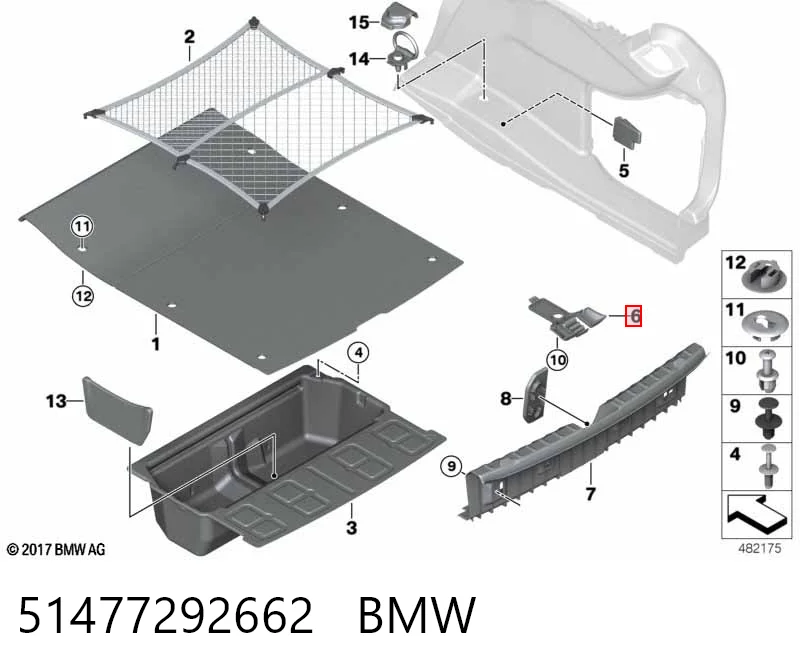 51477292662 BMW Fixação de estante de porta-malas
