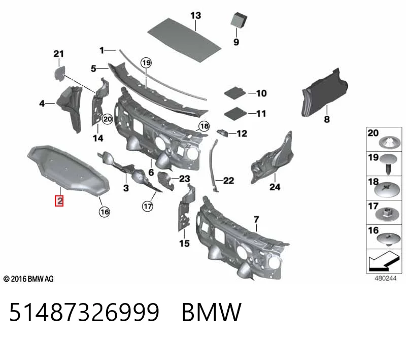 51487326999 BMW Isolamento de ruído da capota