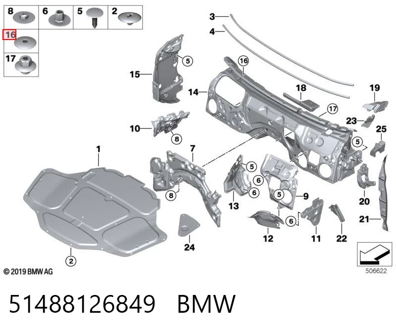 51488126849 BMW Pára-choque (grade de proteção) da capota