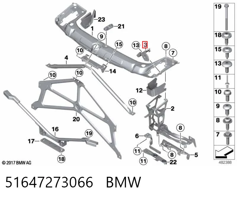 51647273066 BMW Consola (adaptador) de fixação da luz dianteira direita